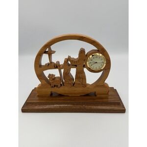 Vintage Carved Wood Nativity Scene Mantle Shelf Excellent